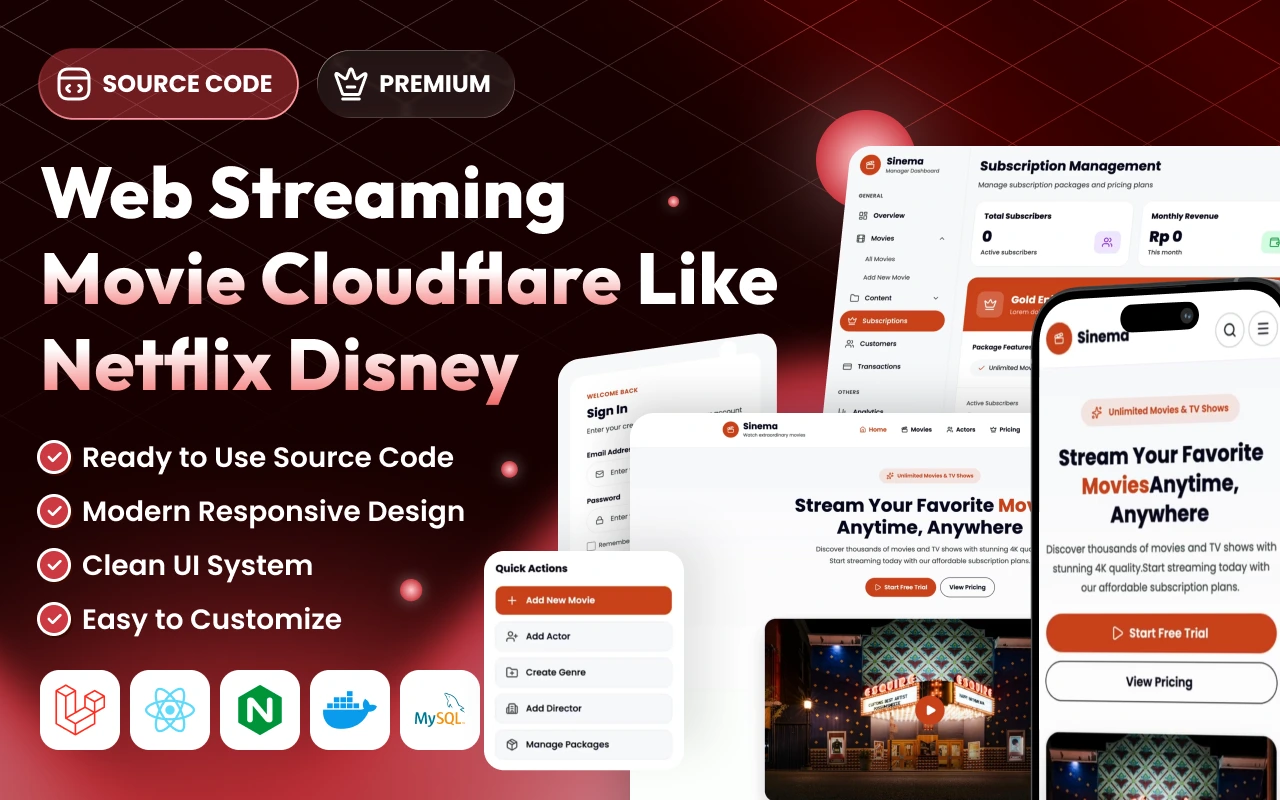 Laravel 12 React Midtrans: Web Streaming Movie Cloudflare Like Netflix Disney